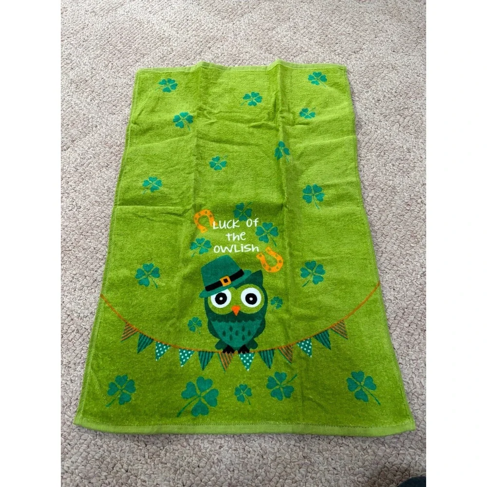 St Patrick's day hand towel owl